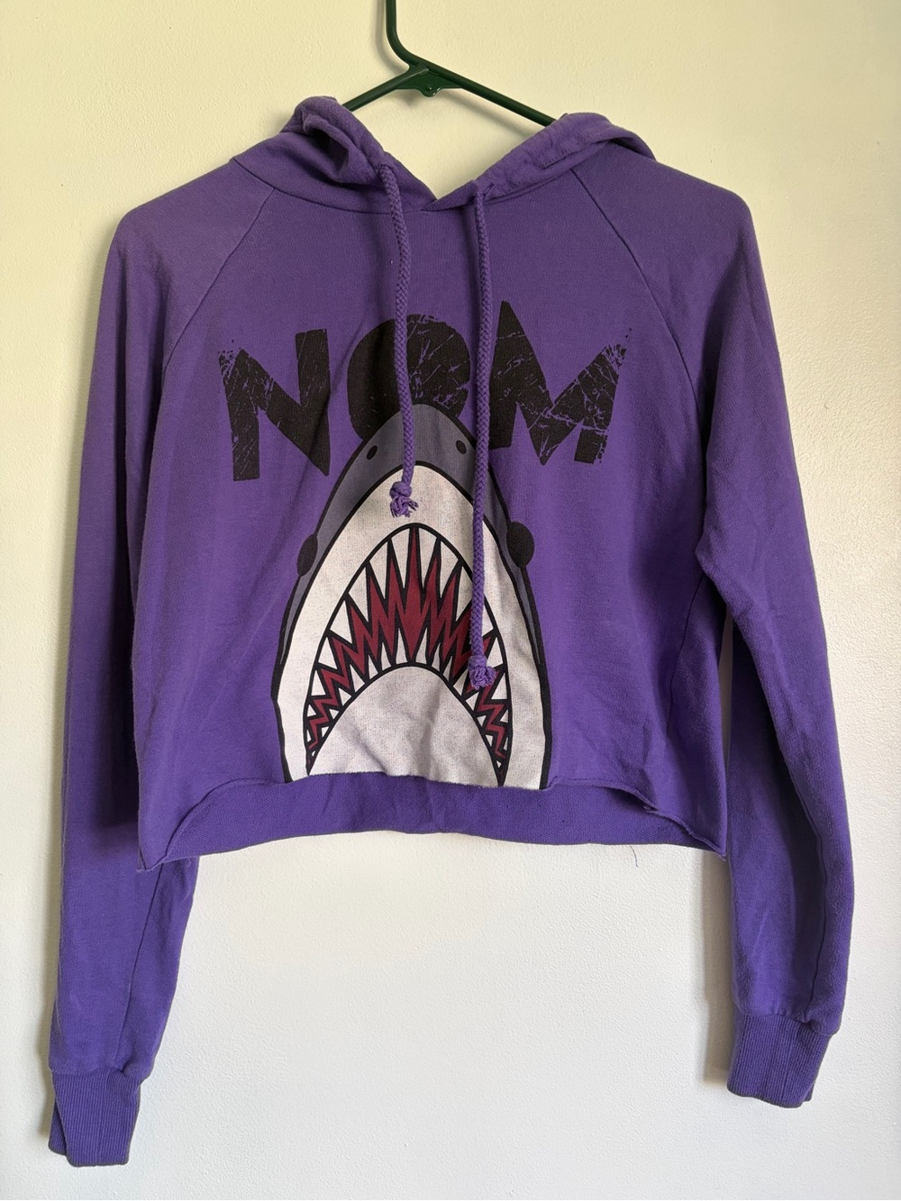 Purple shark Hoodie with Hood crop NOM
